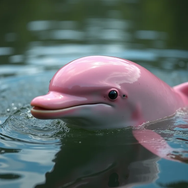 Boto-cor-de-rosa nadando no rio Amazonas