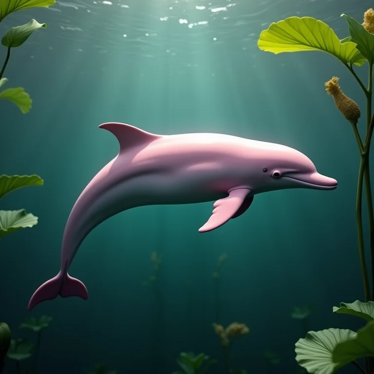 Boto-cor-de-rosa nadando no rio Amazonas