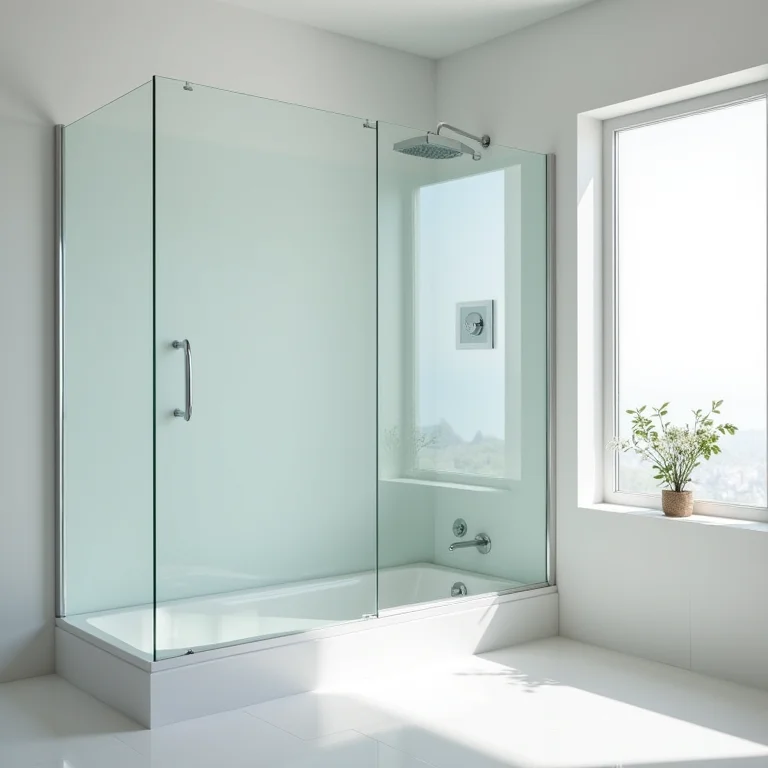 Box de vidro transparente em banheiro pequeno