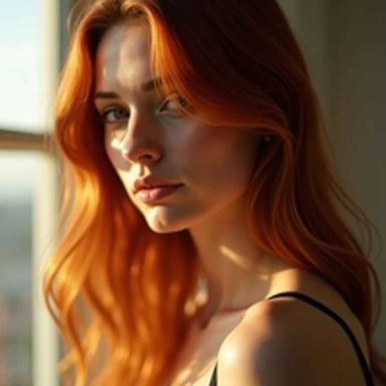 Cabelo ruivo com tons vibrantes de cobre