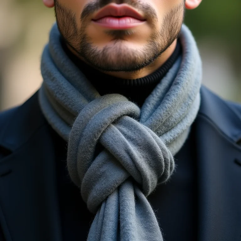 Cachecol masculino amarrado no estilo Nó Loop, aconchegante e moderno