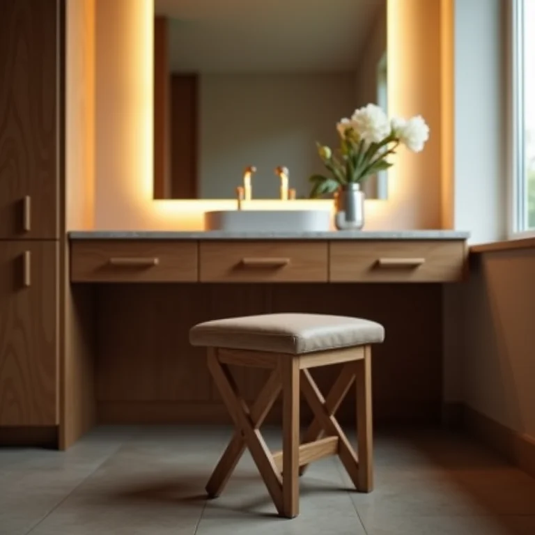 Cadeira desconfortável em frente à penteadeira