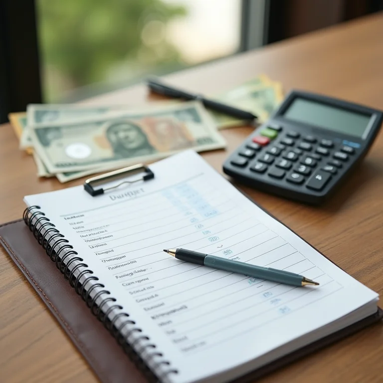 Caderno de planejamento financeiro e calculadora