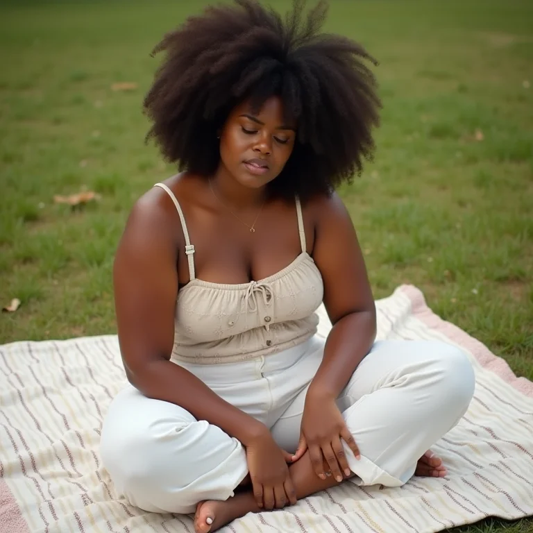 Calça branca manchada em um churrasco.