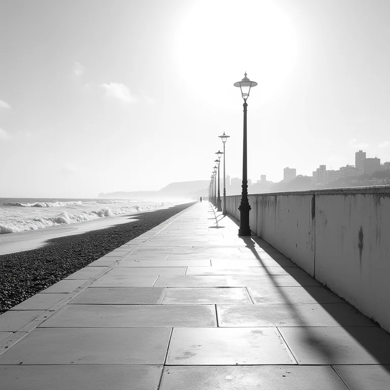 Calçadão de Copacabana com as ondas ao fundo