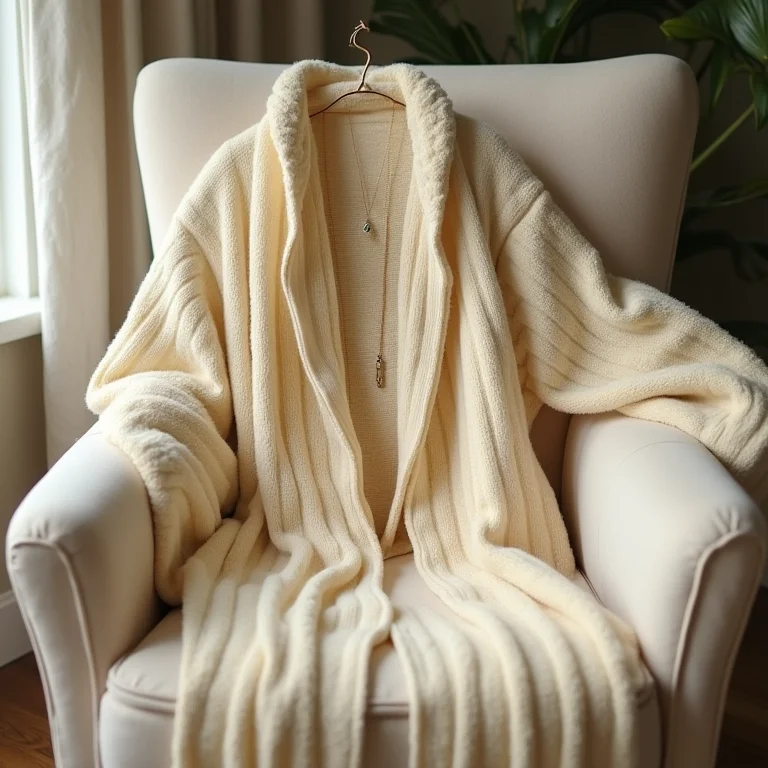 Cardigã alongado de tricô em cadeira de veludo