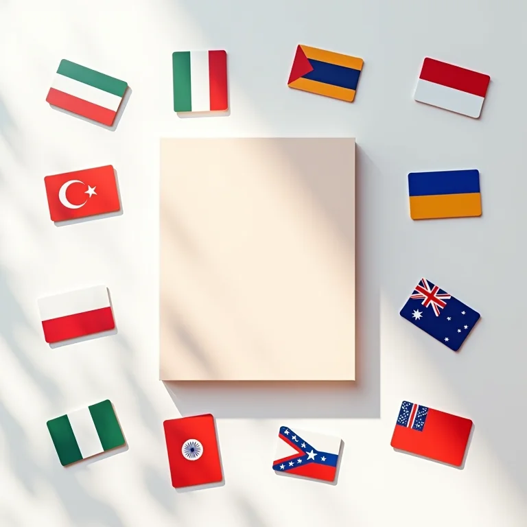 Cartões telefônicos internacionais com bandeiras de diferentes países