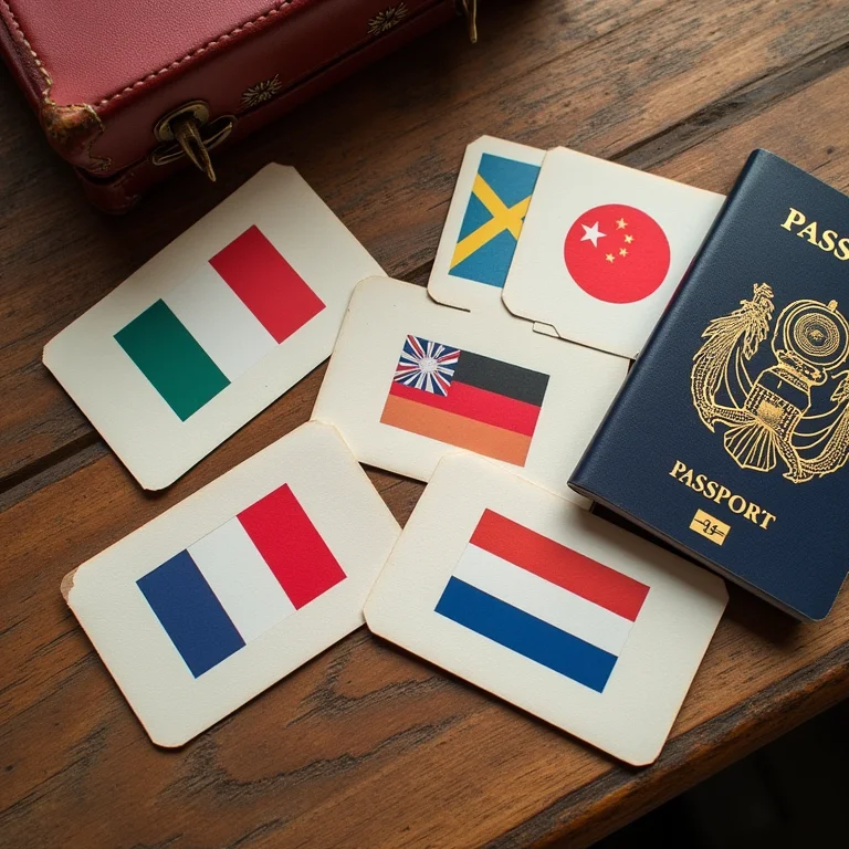 Cartões telefônicos internacionais e passaporte.