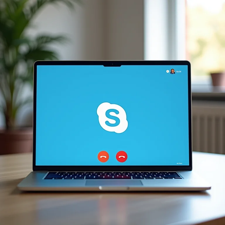 Chamada via Skype em um laptop