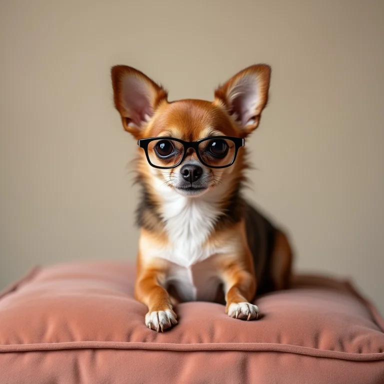 Chihuahua estiloso com óculos