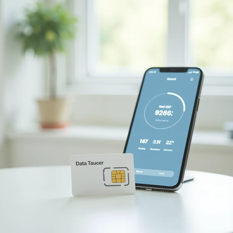 Chip local com pacote de dados ao lado de smartphone