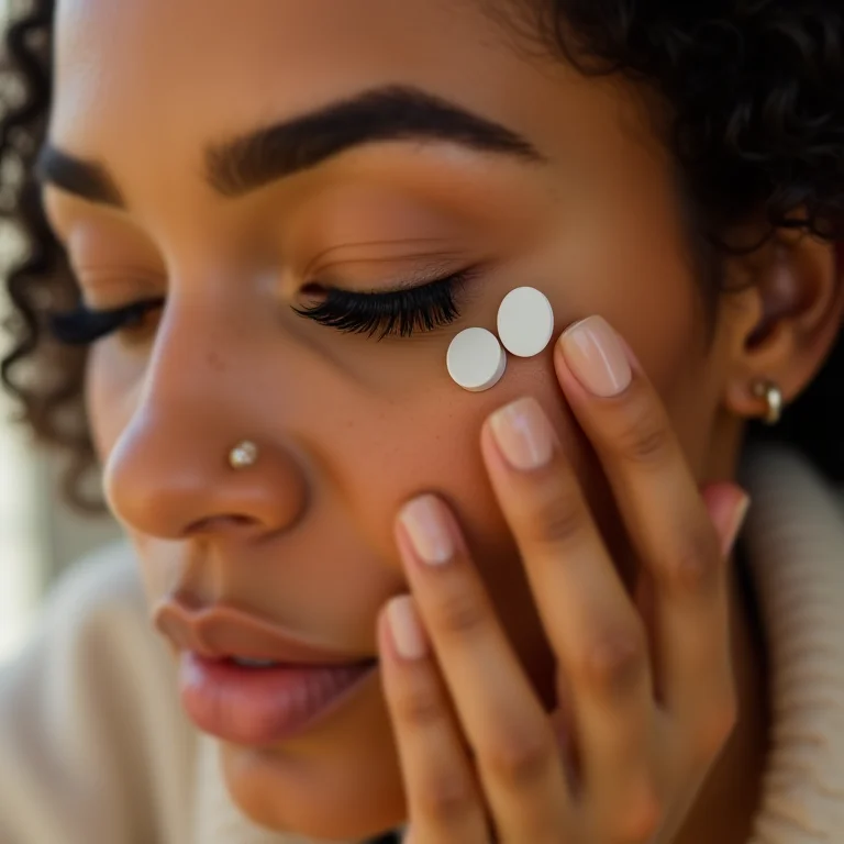 Cílios magnéticos sendo aplicados