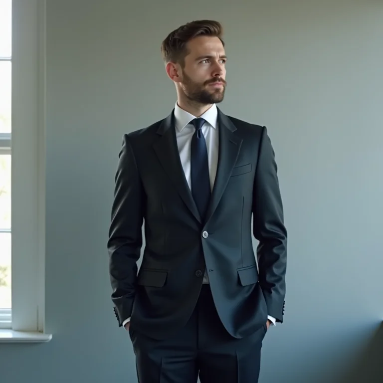 Close-up de alfaiataria masculina com caimento perfeito