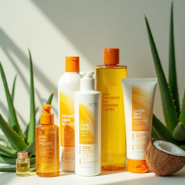 Close-up de ingredientes importantes em protetores solares capilares.