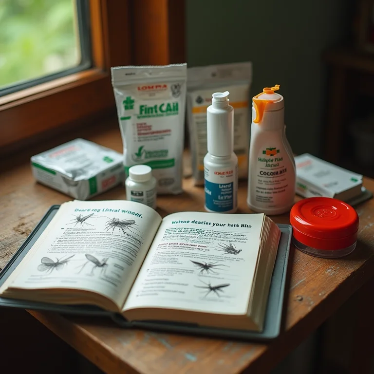 Close-up de kit de primeiros socorros com itens essenciais para segurança na exploração.