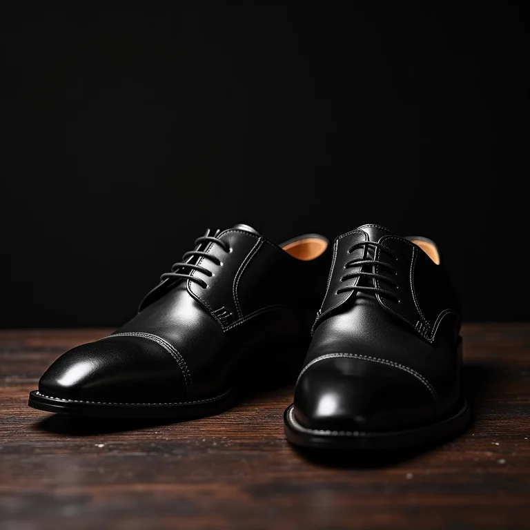 Combinação clássica de cinto e sapatos sociais pretos.