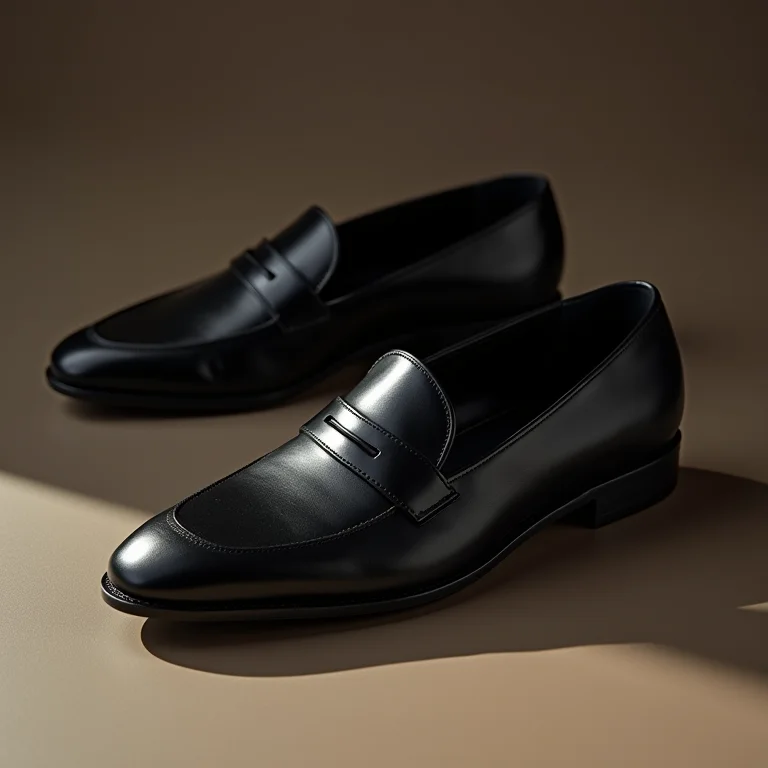 Combinação clássica de preto em sapatos e cintos