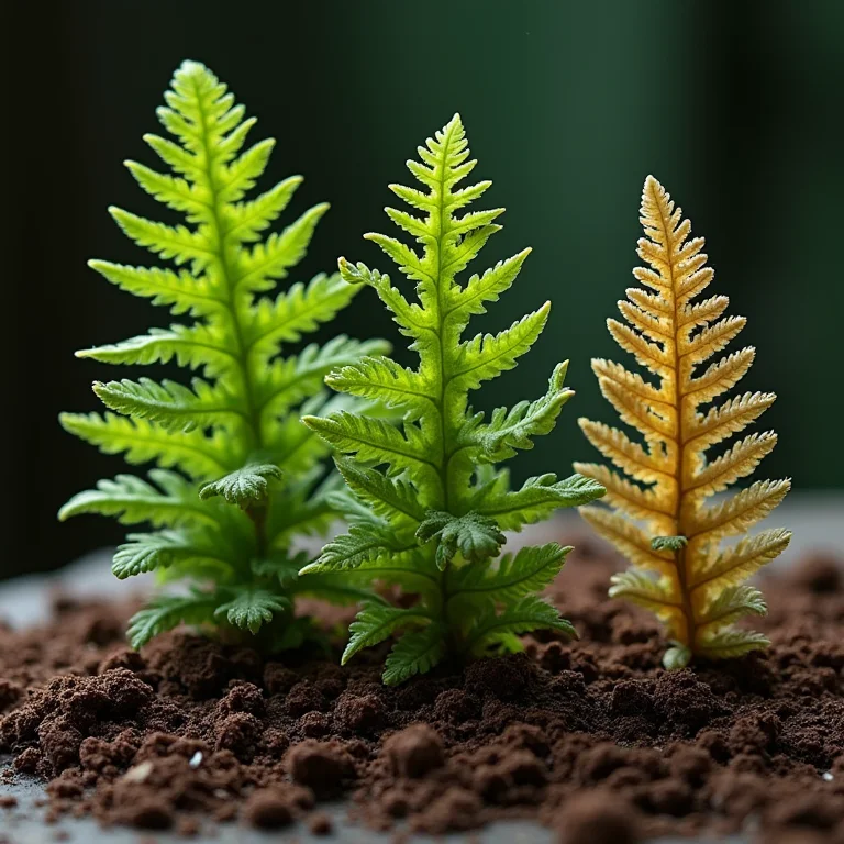 Comparativo de samambaias com excesso e falta de água