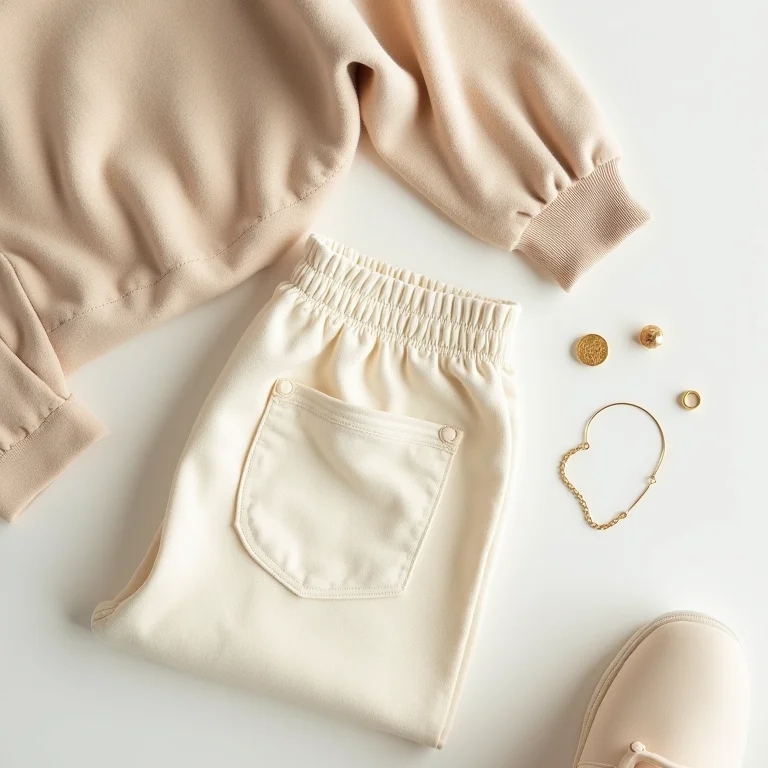 Composição minimalista de peças monocromáticas em tons neutros.