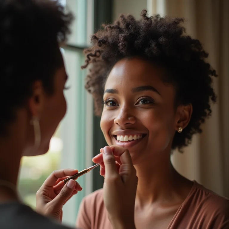 Consultora de imagem analisando a coloração pessoal de cliente.