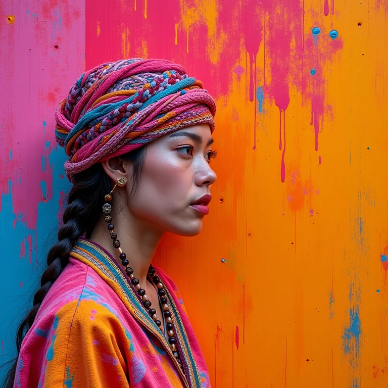 Cores neon em contraste com texturas boho