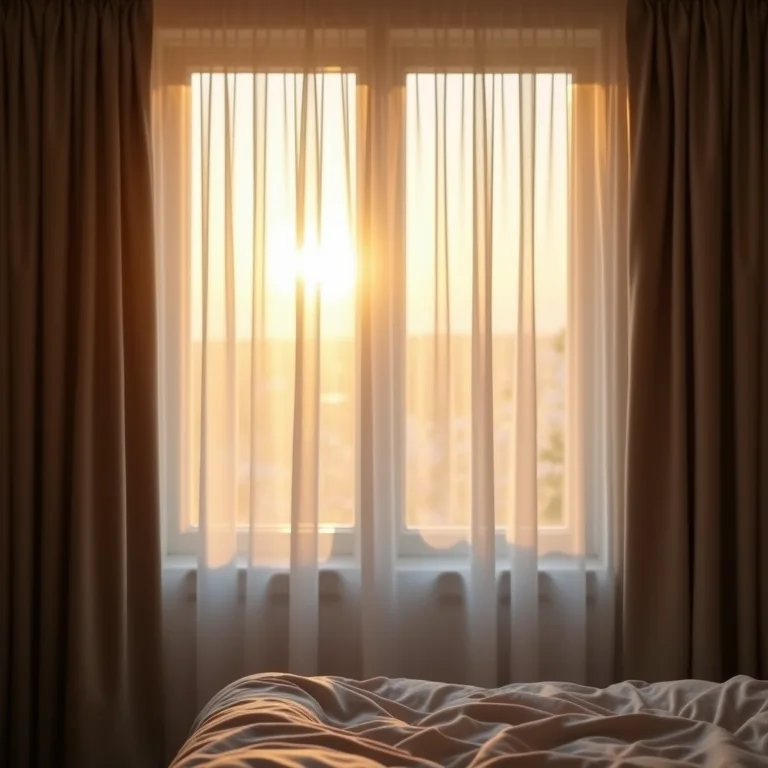 Cortinas finas que não bloqueiam a visão em quarto de hóspedes