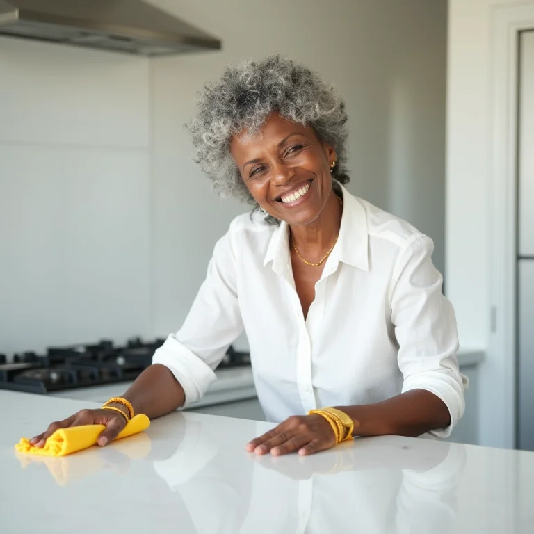 Cozinha clean com bancada branca de Silestone