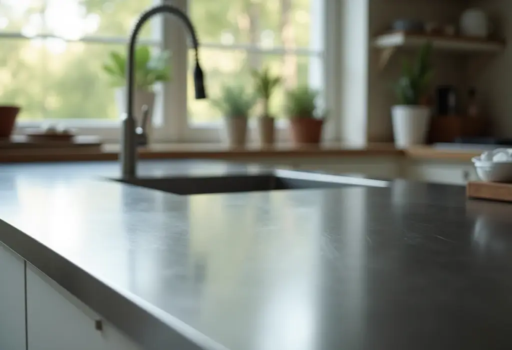 Cozinha moderna com bancada de inox impecável