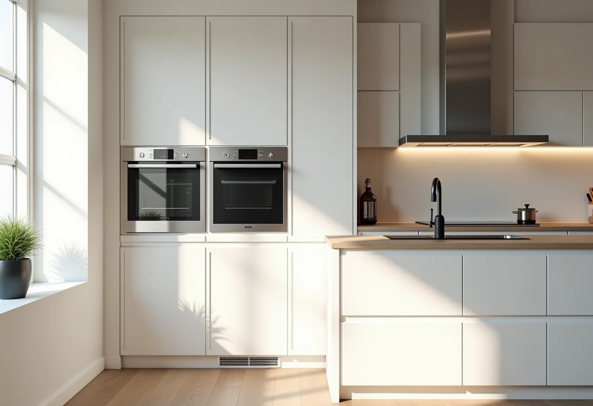 Cozinha moderna com eletrodomésticos embutidos