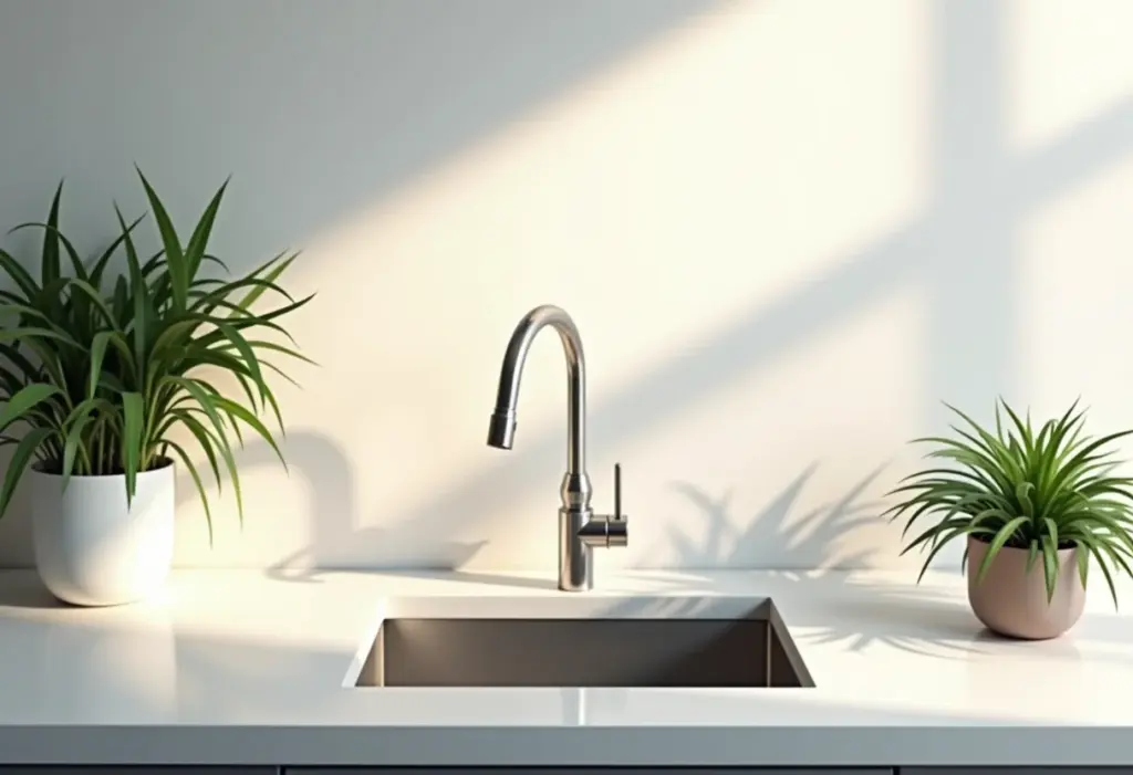 Cozinha planejada com pia de inox moderna e elegante