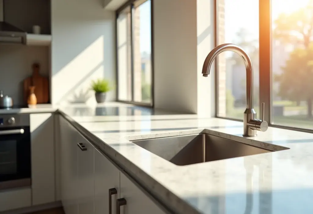 Cozinha planejada com pia de inox moderna e elegante