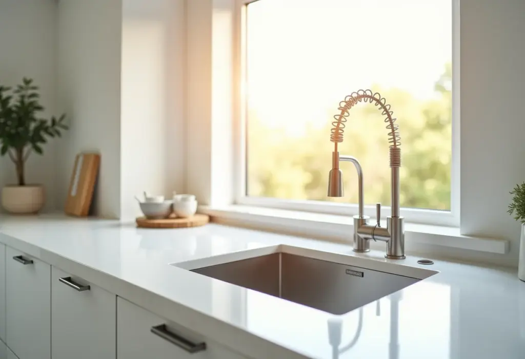 Cozinha planejada moderna com pia de inox