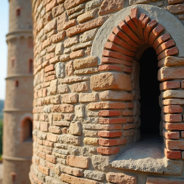 Detalhe da arquitetura de uma torre medieval em San Gimignano