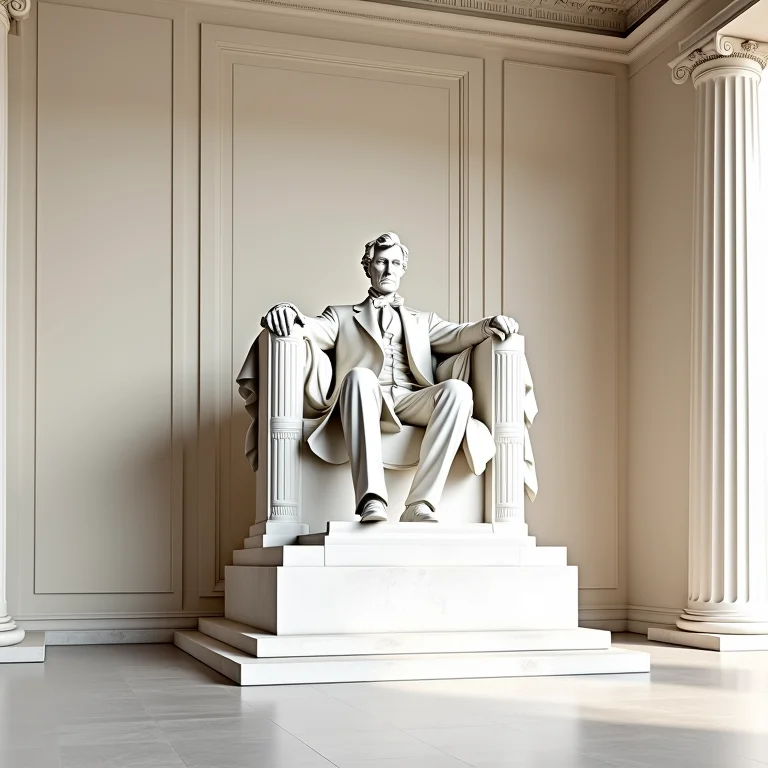 Detalhe da arquitetura neoclássica do Lincoln Memorial.