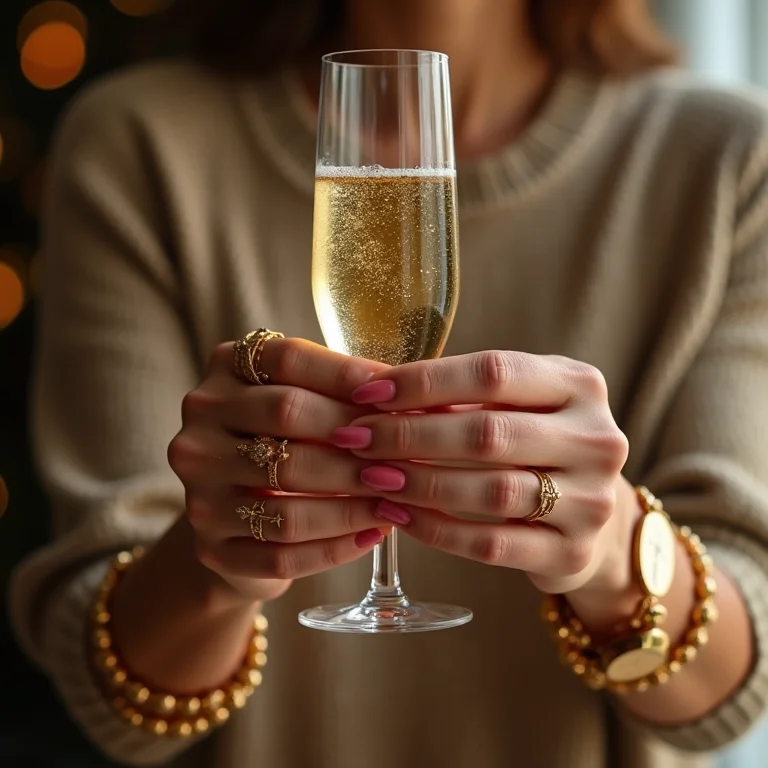 Detalhe de acessórios dourados para looks de Natal