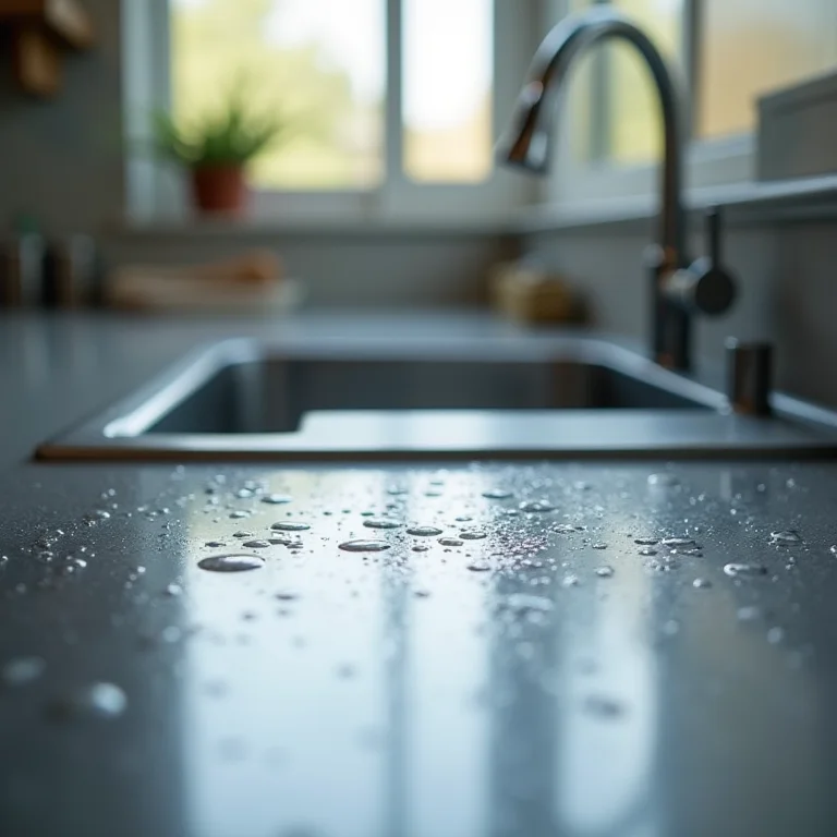 Detalhe de bancada de inox mostrando durabilidade