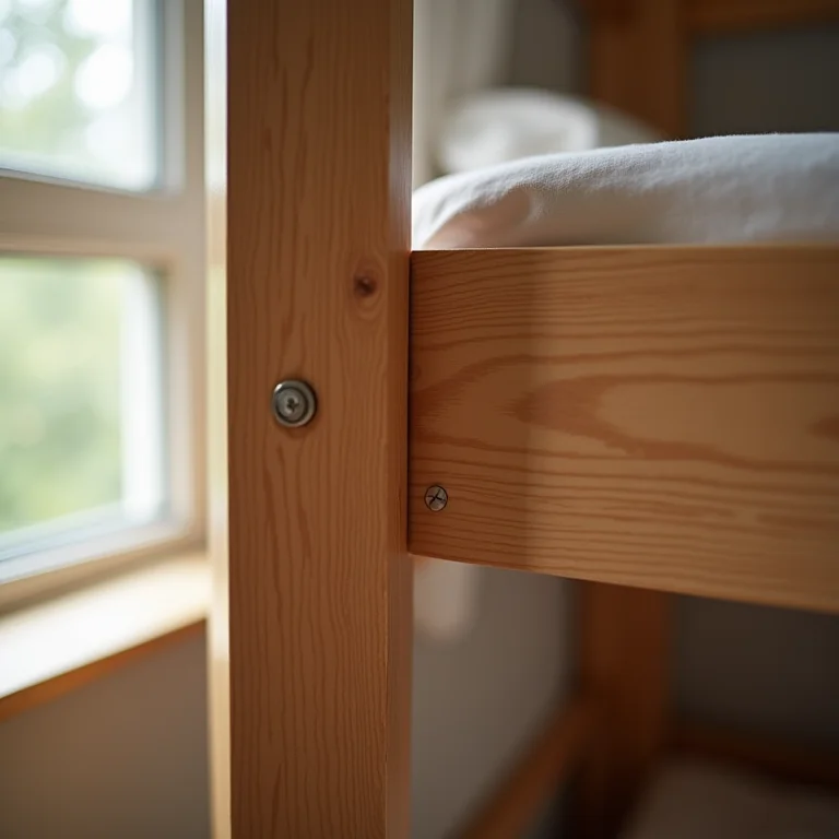 Detalhe de junção mal feita em beliche: segurança comprometida