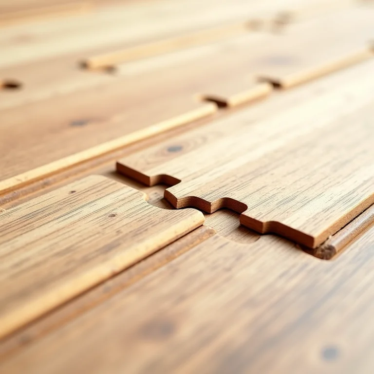 Detalhe dos encaixes de diferentes tipos de pisos laminados