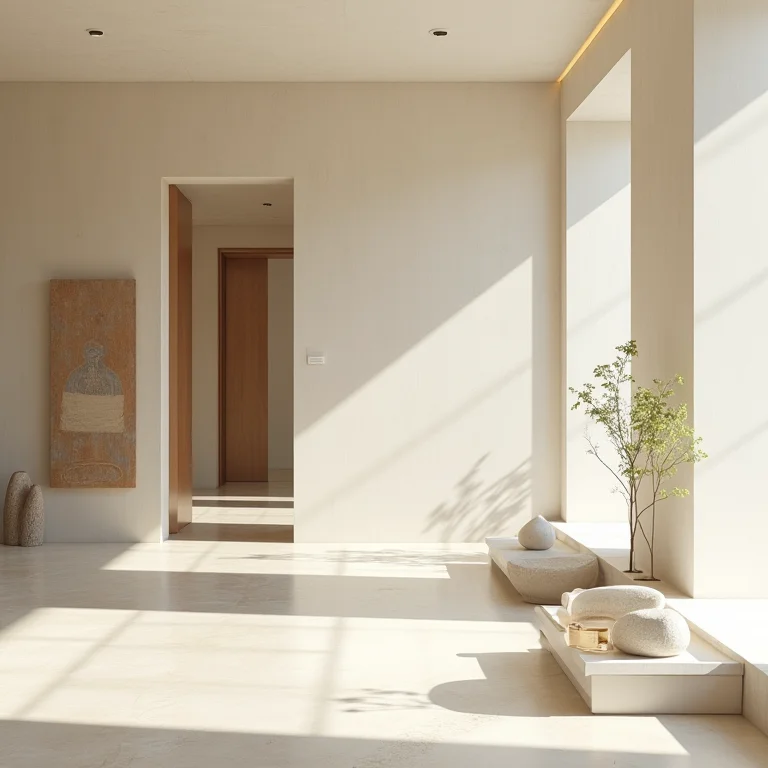 Detalhes arquitetônicos e obras de arte no Getty Center