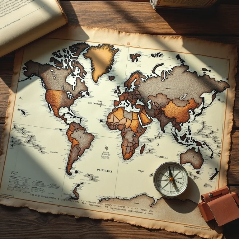 Diversos tipos de mapas em uma composição flat lay.