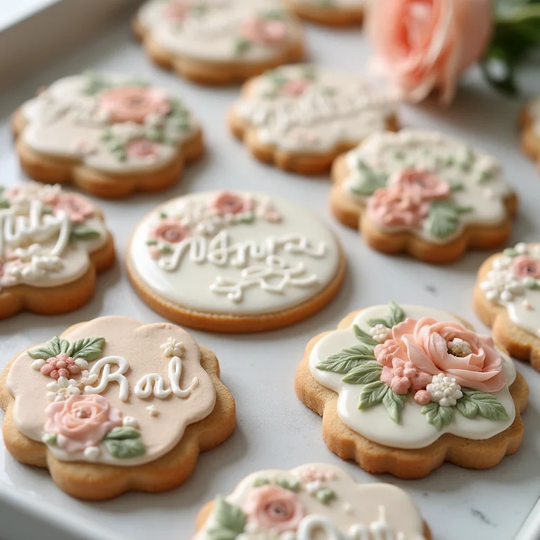 Doces personalizados com designs florais e letras delicadas