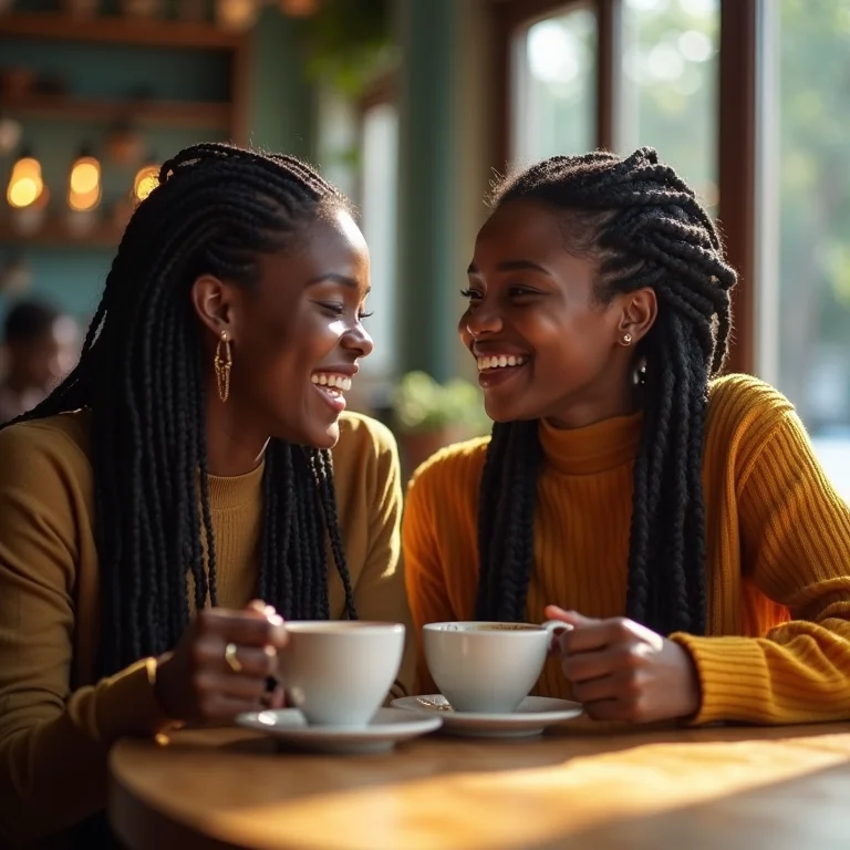 Duas amigas negras tomando café juntas