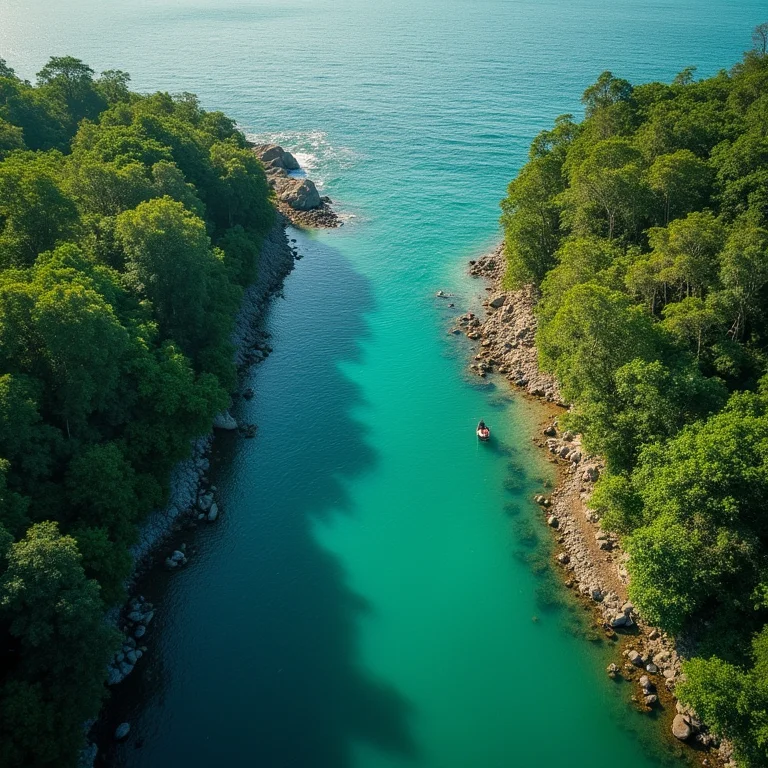 Encontro do rio com o mar em Santo André, Bahia