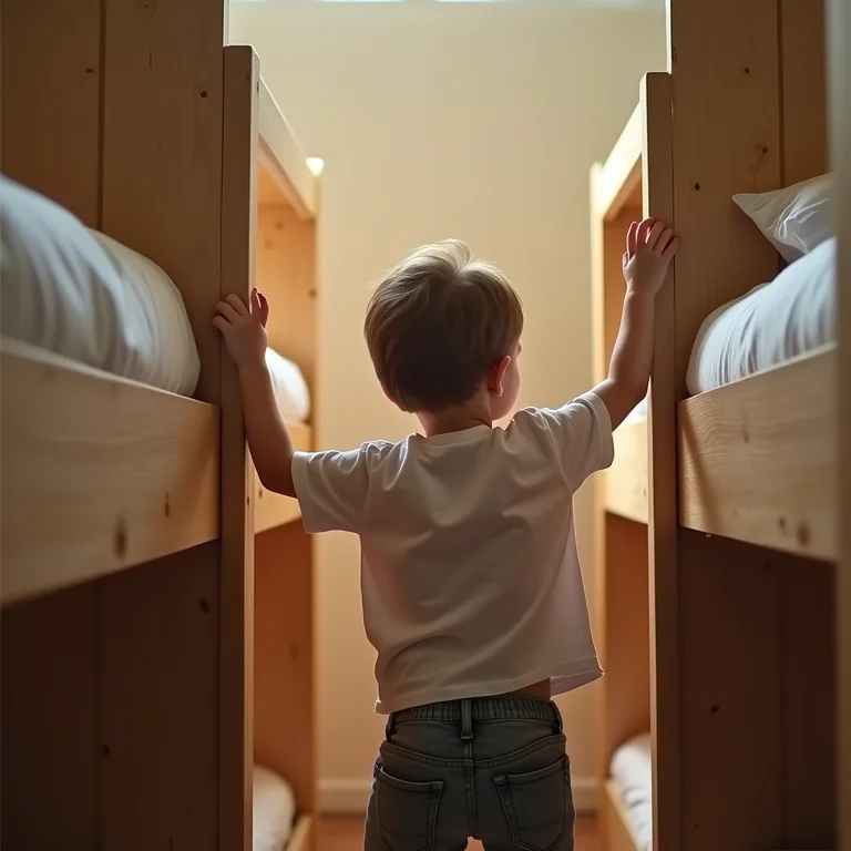 Escada de beliche desconfortável e perigosa