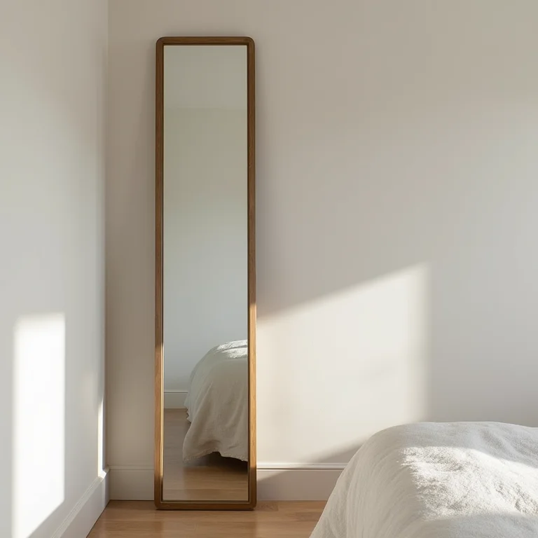 Espelho de corpo inteiro para ampliar quarto de casal pequeno