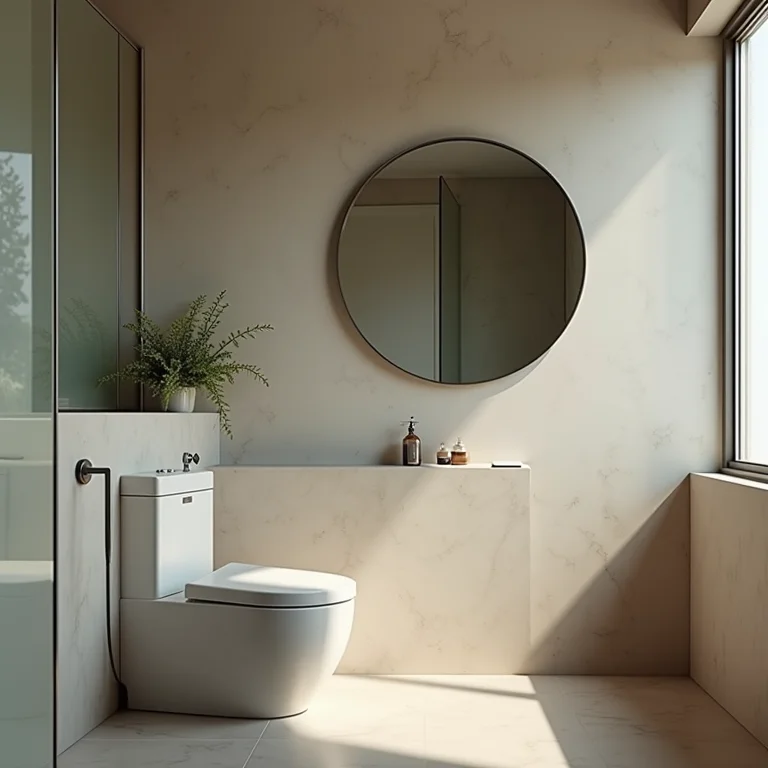 Espelho pequeno em um banheiro que não amplia o ambiente