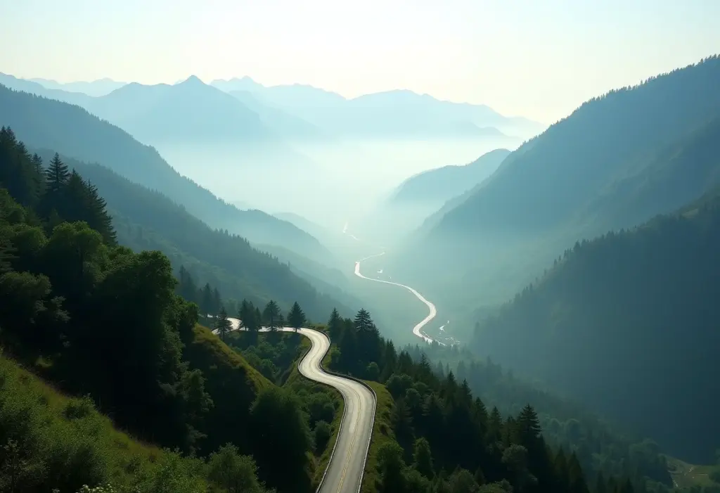 Estrada da Graciosa serpenteando pela Serra do Mar