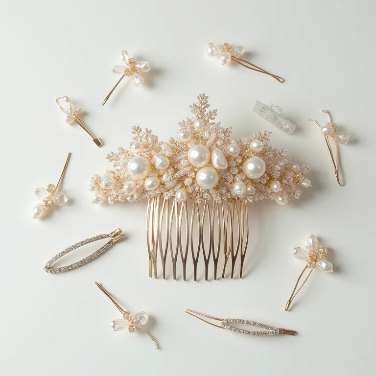 Excesso de acessórios de cabelo para noiva