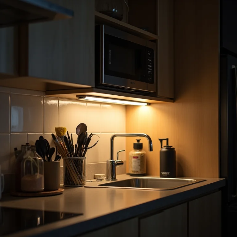 Excesso de luz indireta em cozinha mal iluminada