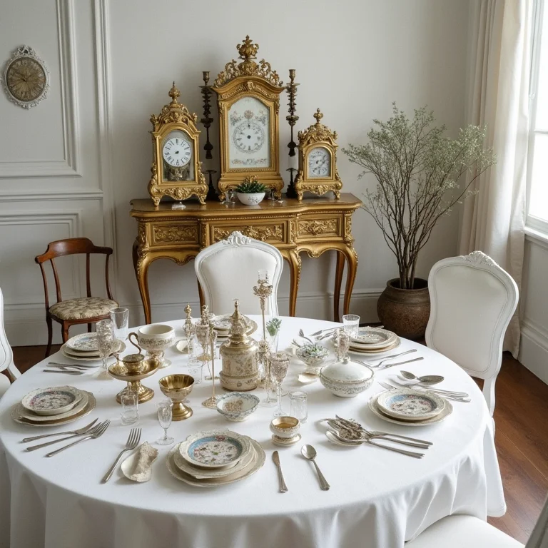 Excesso de objetos antigos em uma mesa.